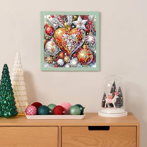 Image of 5D Special Shape Diamond Art Kits for Beginners, Diamond Art Painting Kits for Adults, Crystal Rhinestones Diamond Painting for Home Wall Christmas Decoration Gift 11.8x11.8 inch, Christmas Balls