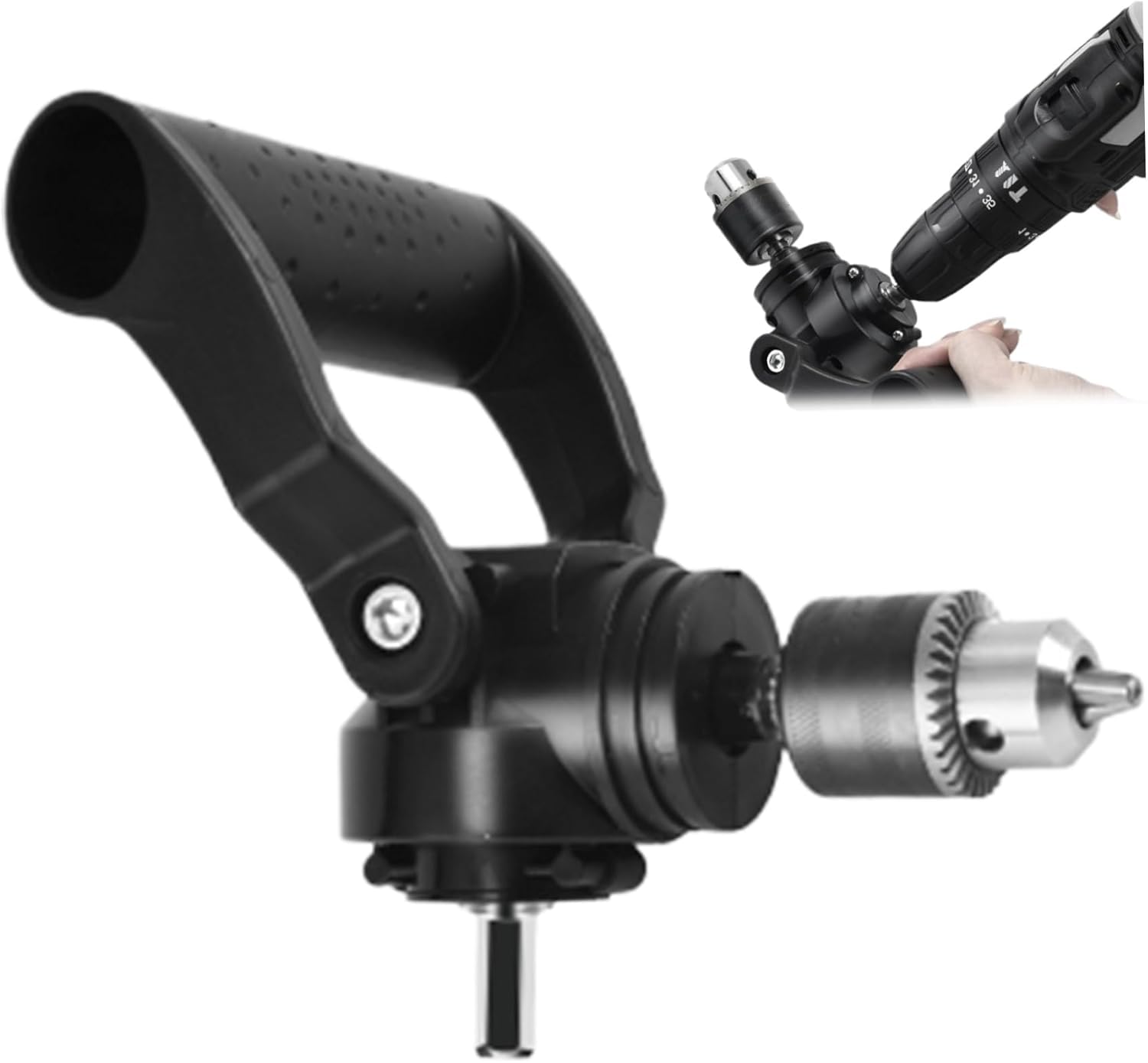 90 Degree Drill Attachment, Right Angle Drill Adapter with Auxiliary Handle, Adjustable.
