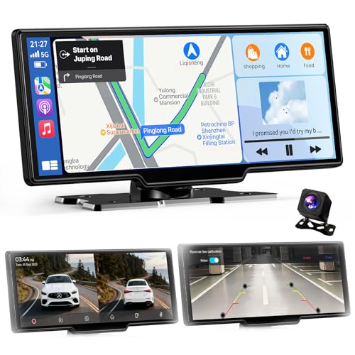 11 Zoll für Apple Carplay Display & Android Auto Display: Car Play Display mit GPS Navigation 4K Dashcam Rückfahrkamera Bluetooth Siri Sprachsteuerung IPS Touchscreen Mirror Link AUX FM 64G TF