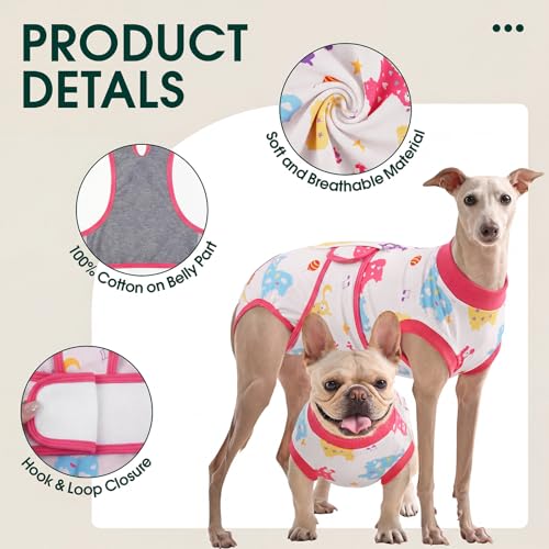 Image of Kuoser Dog Surgery Recovery Suit, Pet Recovery Suit for Dogs Female Male Spay Neuter, Anti-Licking Dog Surgical Onesie for Abdominal Wounds Skin Issues, Dogs Bodysuit Cone E-Collar Alternative, L
