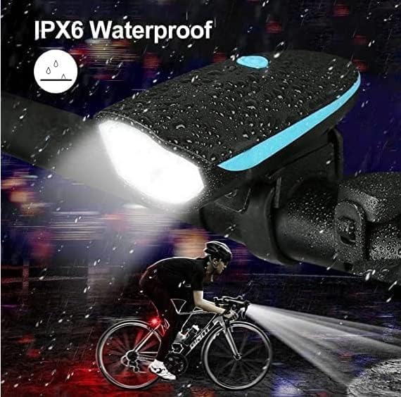 Image of PRO365 USB Rechargeable Bicycle Light Set with Horn | Front & Rear LED Cycle Lights with Valve Light | Waterproof Multicolor Bike Safety Lights