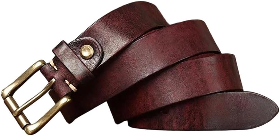 Unisex Solid Cowhide Genuine Leather Belt Brass Buckle Jeans Cowboy Luxury Designer For Men Women