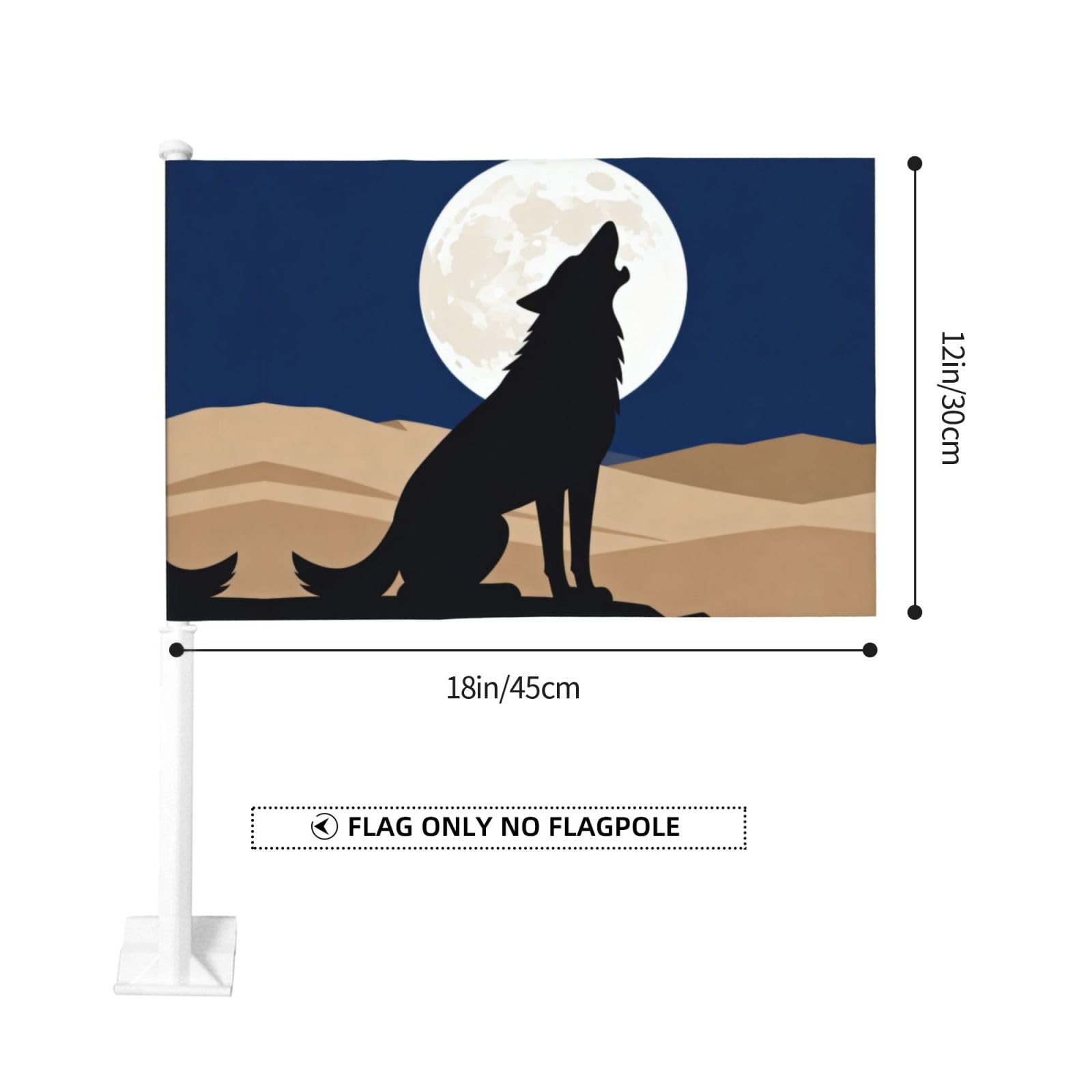 Bandiera per auto, 30,5 x 45,7 cm, motivo misterioso lupo solitario, doppia faccia con stampa resistente allo sbiadimento, bandiera decorativa per auto di alta qualità, per eventi sportivi e sfilate