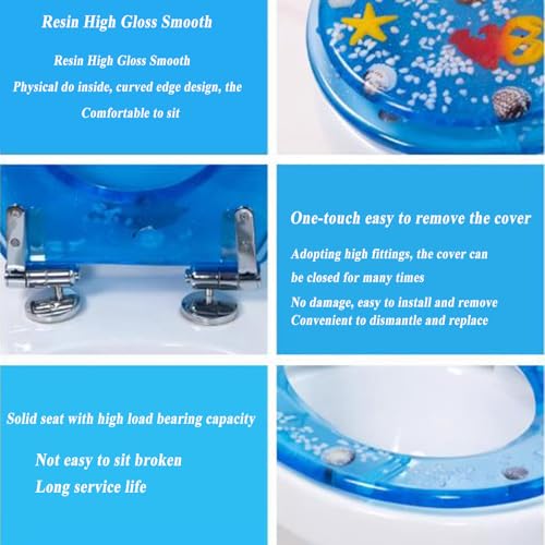 Abattant WC frein de chute soft close et couvercle déclipsable relief mer 3D