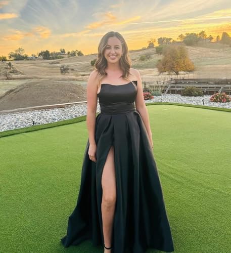 MllesReve Womens Long Strapless Satin Prom Dress Sleeveless Slit Evening Ball Gown with Pockets3
