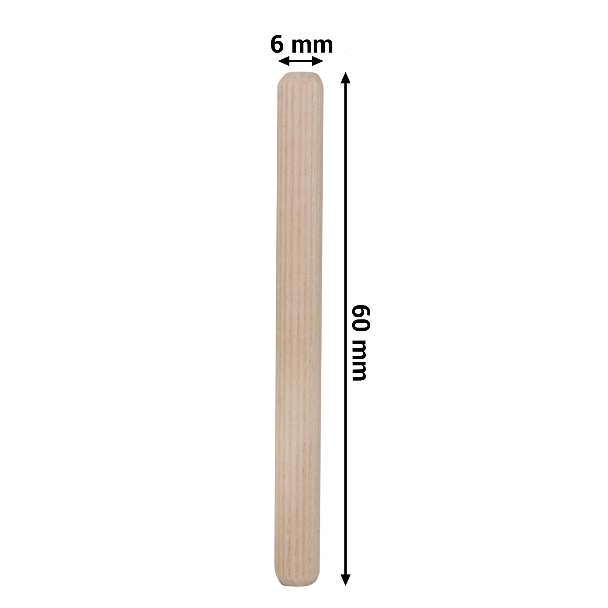 SKIR'CO (50 pcs) Wooden Dowels 6 x 60 mm, Grooved Wood Plugs, Ribbed Pins for Furniture Grooved Dowels - Image 3