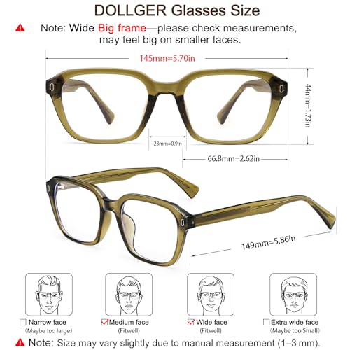 Image of Dollger Blue Light Glasses Men Vintage Thick-Framed Rectangle Non-Prescription, For Computer,Gaming, Phone Use