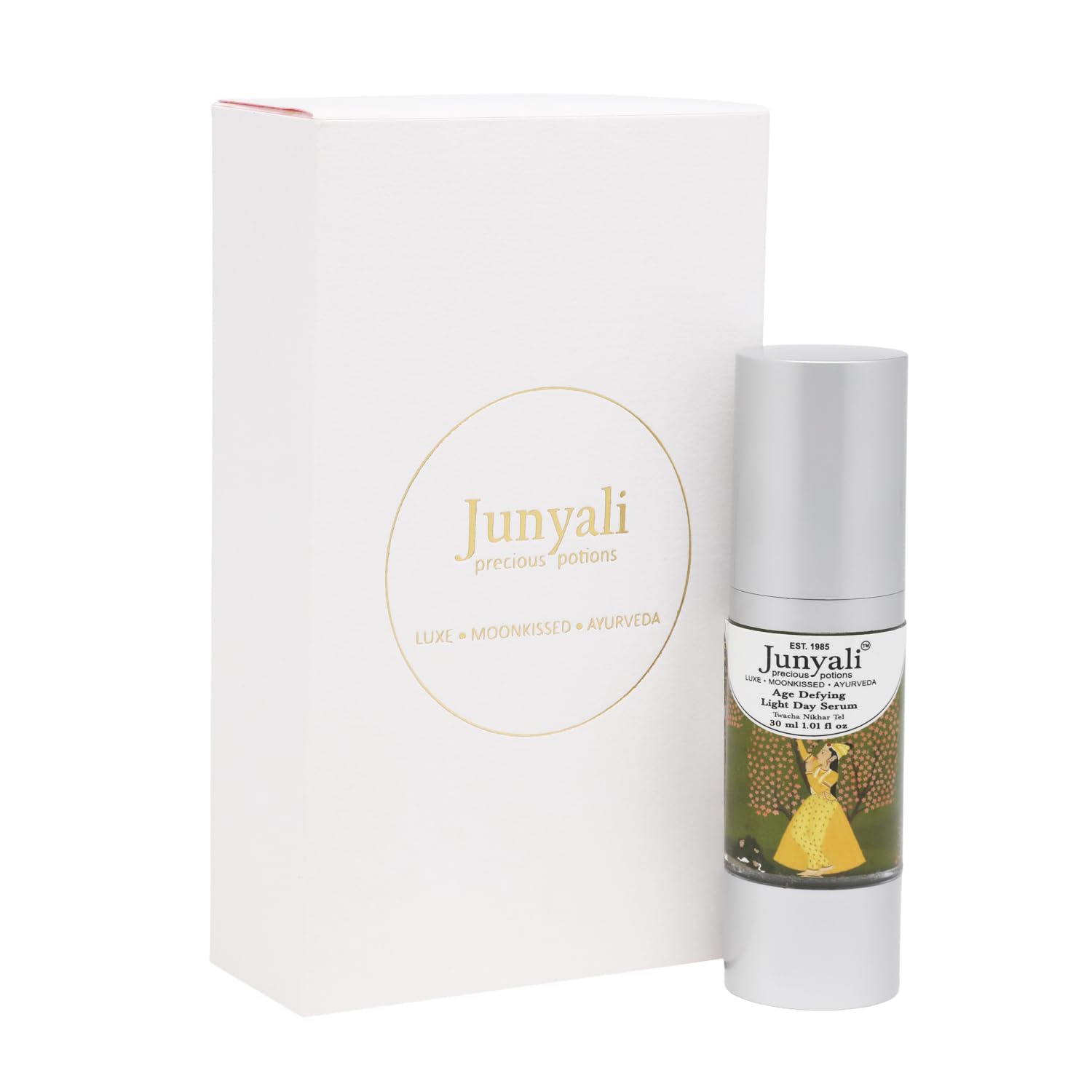 Junyali Age-Defying Day Serum | Twacha Nikhar Tel - 30ml Sandalwood, Vetiver, Lavender & More Blend - Natural Skincare for Radiant, Rejuvenated Skin - Aromatherapy Infused 2