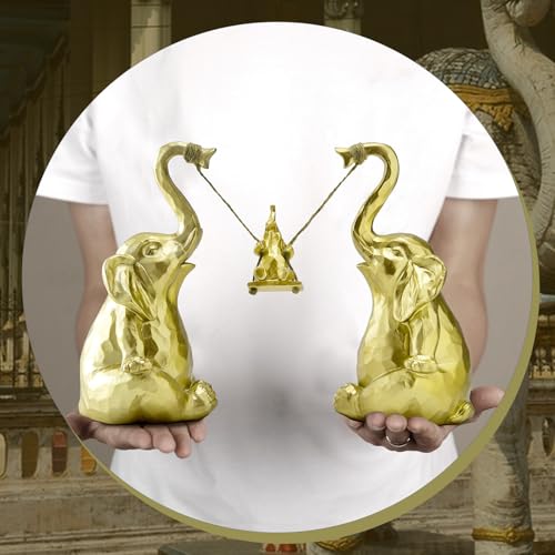 Estatua de Elefante Dorado, 3 Figuras Decorativas para Hogar miniatura 3