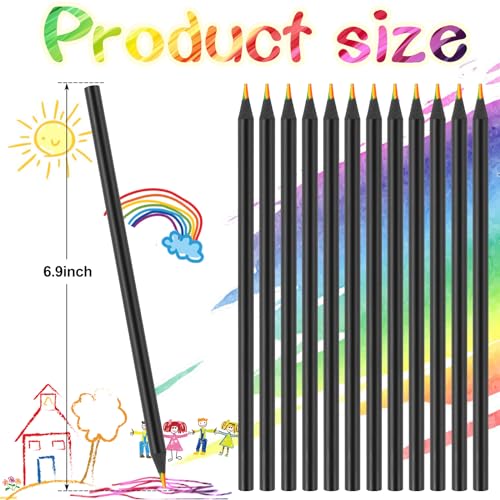 Tinnivi TNCP7IN1-12 Art Supplies For Kids And Adults, 7 Color In 1 Black Wooden Rainbow Colored Pencils Pre-Sharpened thumb #1
