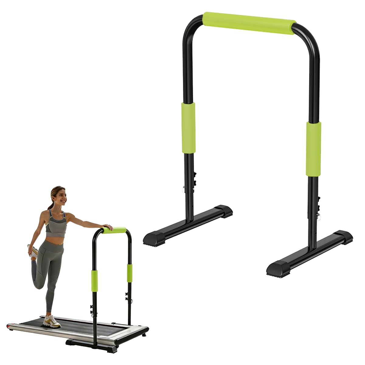 MXOYOXM Adjustable Walking Pad Handle Bar Only,Handle Bar for Walking Pad No More Than 21.7" Wide and 31.5" to 43.3" High,Treadmill Handlebar for Fitness Assistance(Green)