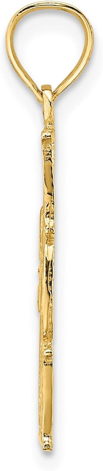 DewberryDiamonds 14K Yellow Gold #1 MOM Vertical Charm Pendant for Mother's Day (Weight : 0.98 gm, Length : 21.5 mm, Width : 15.1 mm)