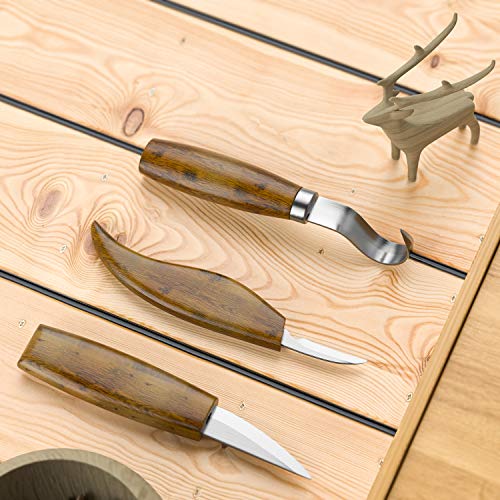 Wood Carving Tools,Woodworking,Wood Carving Kit,include Wood Carving Knife,Hook Knife,Whittling Knife, Detail Knife,Knife Sharpener,Whittling Kit - Wood Carving Set - Carving Tools Woodworking (Black)