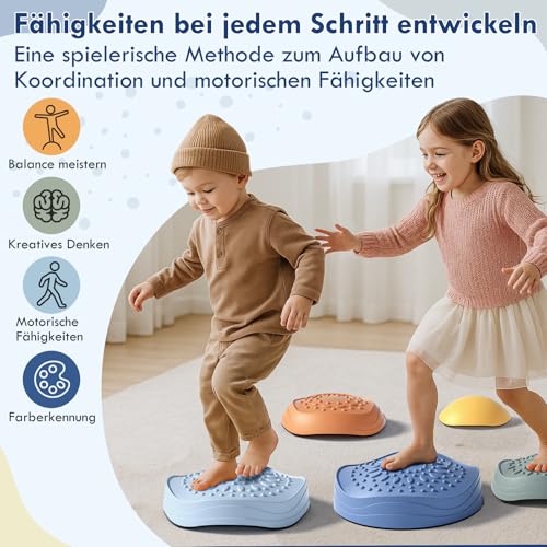 Lehoo Castle Balanciersteine für Kinder, Garten Outdoor Spielzeug Kinder, Rutschfeste Stapelsteine Stepping Stones Kids, Balance Steine Set Für Drinnen und Draußen