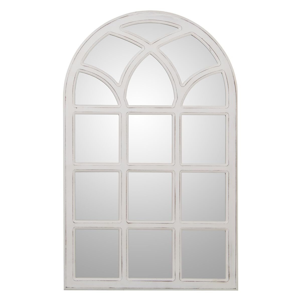 Alexandra House Living Espejo de Pared Blanco Madera Desgastado Ventana 4 x 76 x 50 cm