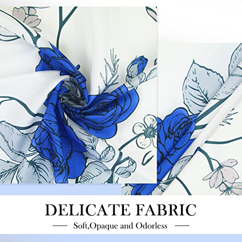 LIVETTY Floral Shower Curtain 180 x 180 cm Plants Bathroom Curtain Floral Butterfly Fabric Bathroom Mould Proof Spring Washable Shower Curtain with 12 Hooks Washable Quick-Drying (Blue) - Image 4