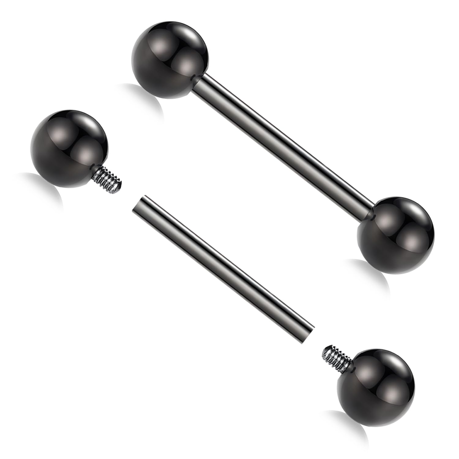 AROWRO Nipple Piercing Jewelry G23 Titanium Nipple Rings Tongue Rings Nipple Bar 14G Internally Threaded Straight Barbells Bridge Piercing Jewelry