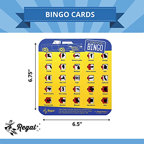 Regal Games Finger-Tip Shutter Bingo Cards with Sliding Windows - License Plate & Travel Bingo Game Set for Adults & Kids - Reusable, No Chips & Daubers Needed - 4 Packs - Yellow - Thumbnail 4