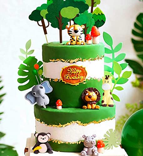 Jevenis Safari Animals Cake Decoration Elephant Cake Decoration Jungle Animals Cake Decoration Wild One Cake Decoration Palm Leaves Cake Decoration Giraffe Cake Decoration #TOP25