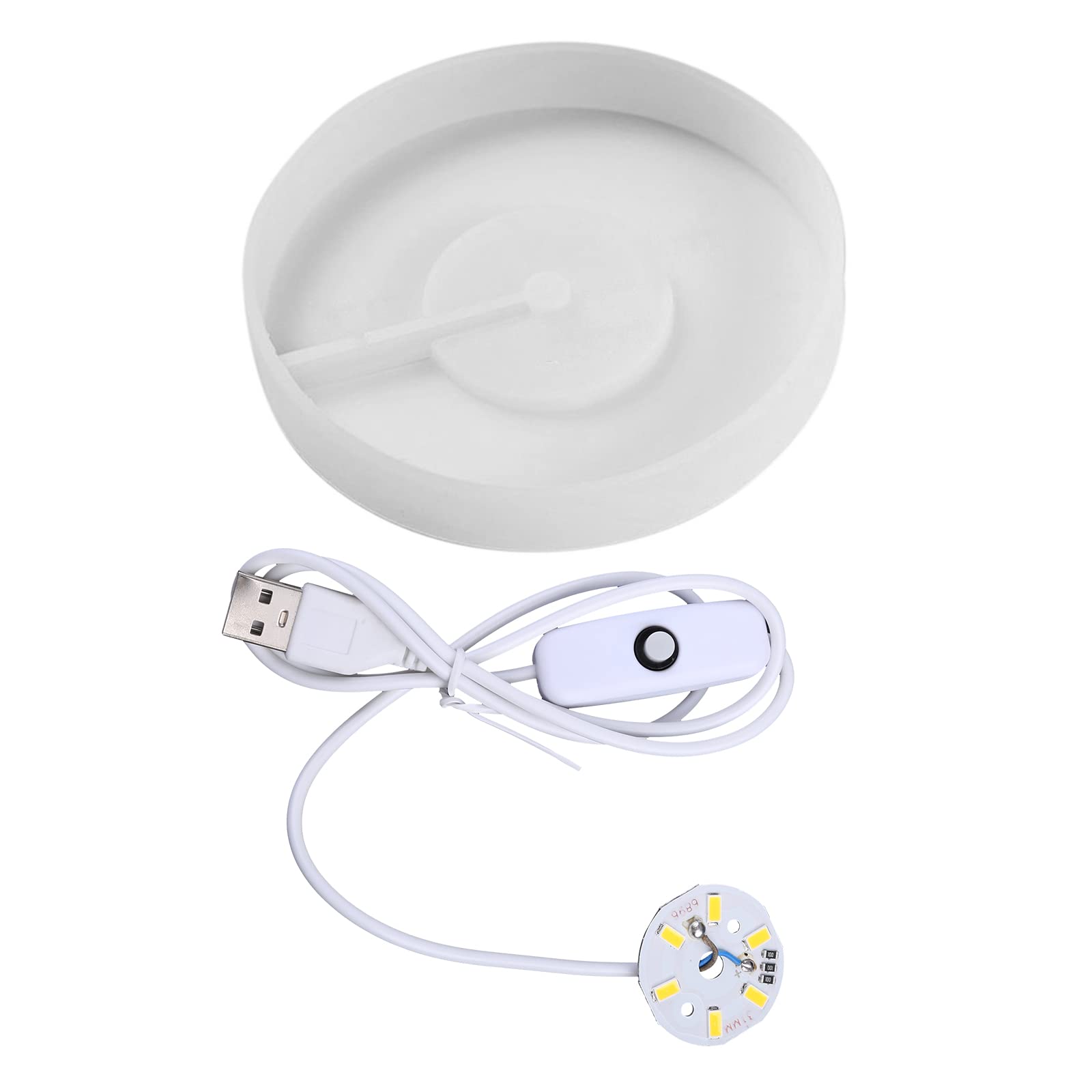 VOCUE Silicone Mold with LED Light Set for Resin Crafts LED Lights Display Base Round Square Lighted Stand for Crystal Art