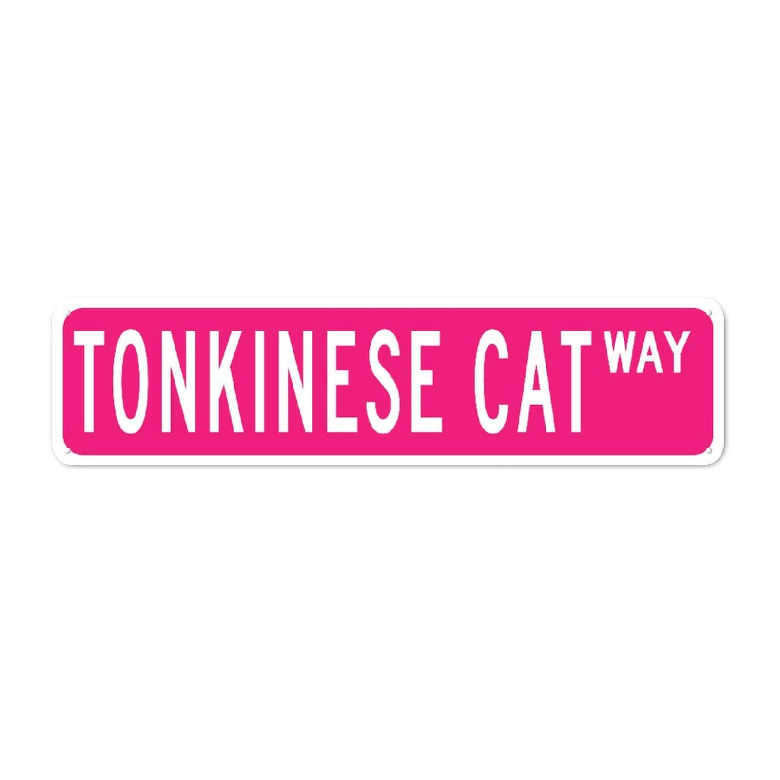 Plaque de rue chat tonkinais décorative en aluminium pour l'ambiance rétro de votre bar ou garage