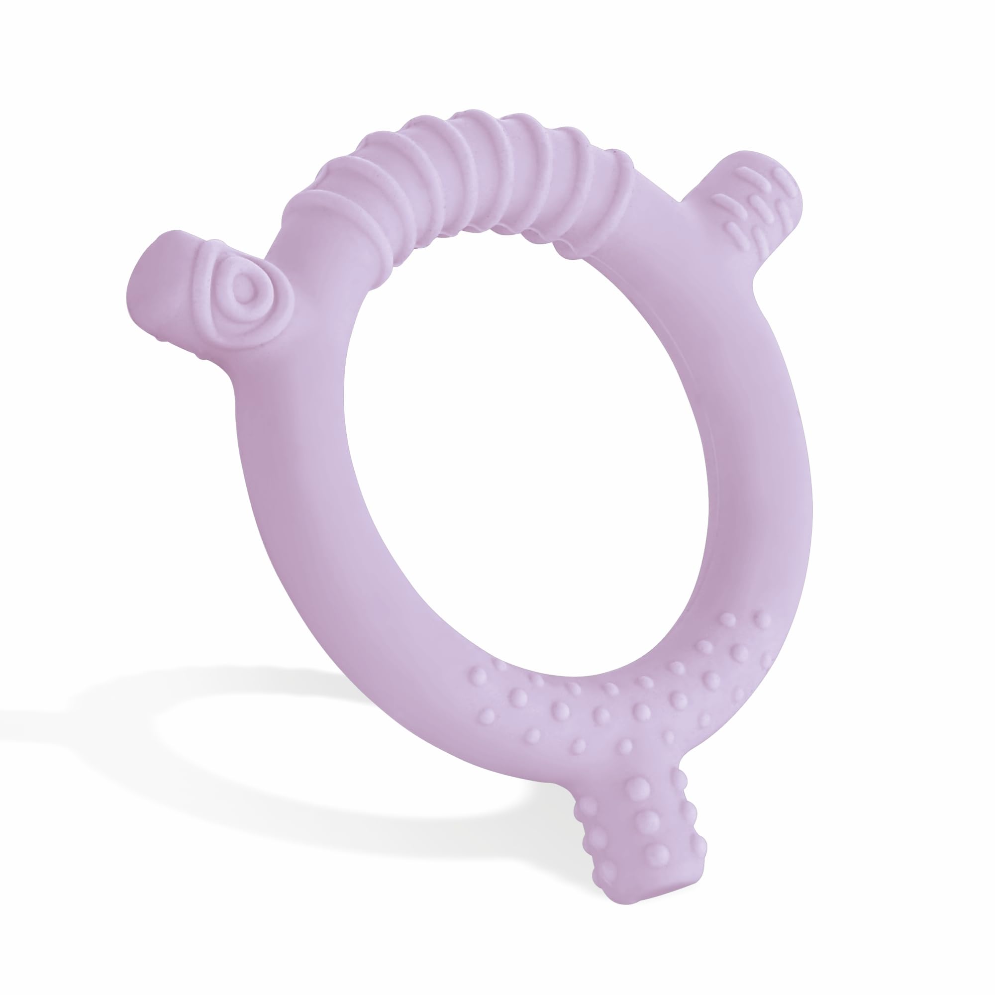 BEEBABYBeeBaby Soft Silicone Ring Teether for 3-6 Months with Carrying Case, BPA Free Teething Toy for Babies with Textured Surface for Soothing Gums. 100% Food Grade (Ring - Violet)