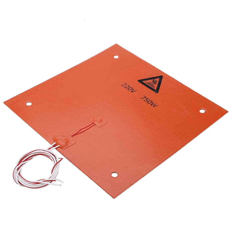 Silikon Heizmatte 310x310mm,220V 750W Hochtemperatur Silikon Heizbettbauplatte,33D Drucker Teile Heizkissen,Heiß Beheizte Bett Heizkissen,Orange