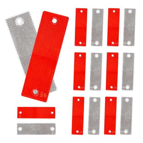 DXNQ 16 PCS Safety Trailer Reflectors Self Adhesive Reflector, Round ABS Stick-on Spoke Reflective Car Reflector Sticker, Warning Reflectors with Mounting Hole for Trailer Truck Gate Post