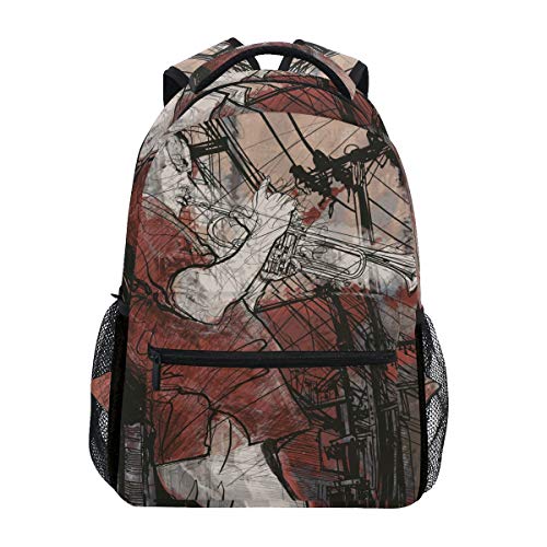 Jazz Trompeta Música Arte Mochila de Estudiantes Hombro Mochilas para Viajes Escolar