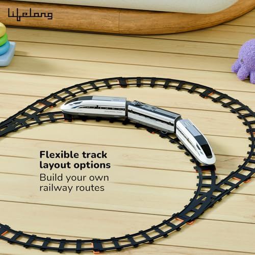 Image of Lifelong Metro Remote Control Bullet Train Set for Kids 1-8 Yrs, 37 Pcs with LED Headlight, Easy Fit Train Track Set, Flexible Layout, High-Speed Metro Toy Train with Sounds for Indoor Play (LLCRCT01)