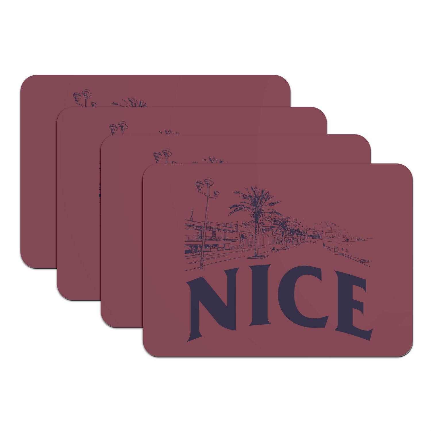 Sets de table rouge caoutchouc Nice grand format anti-taches et rayures