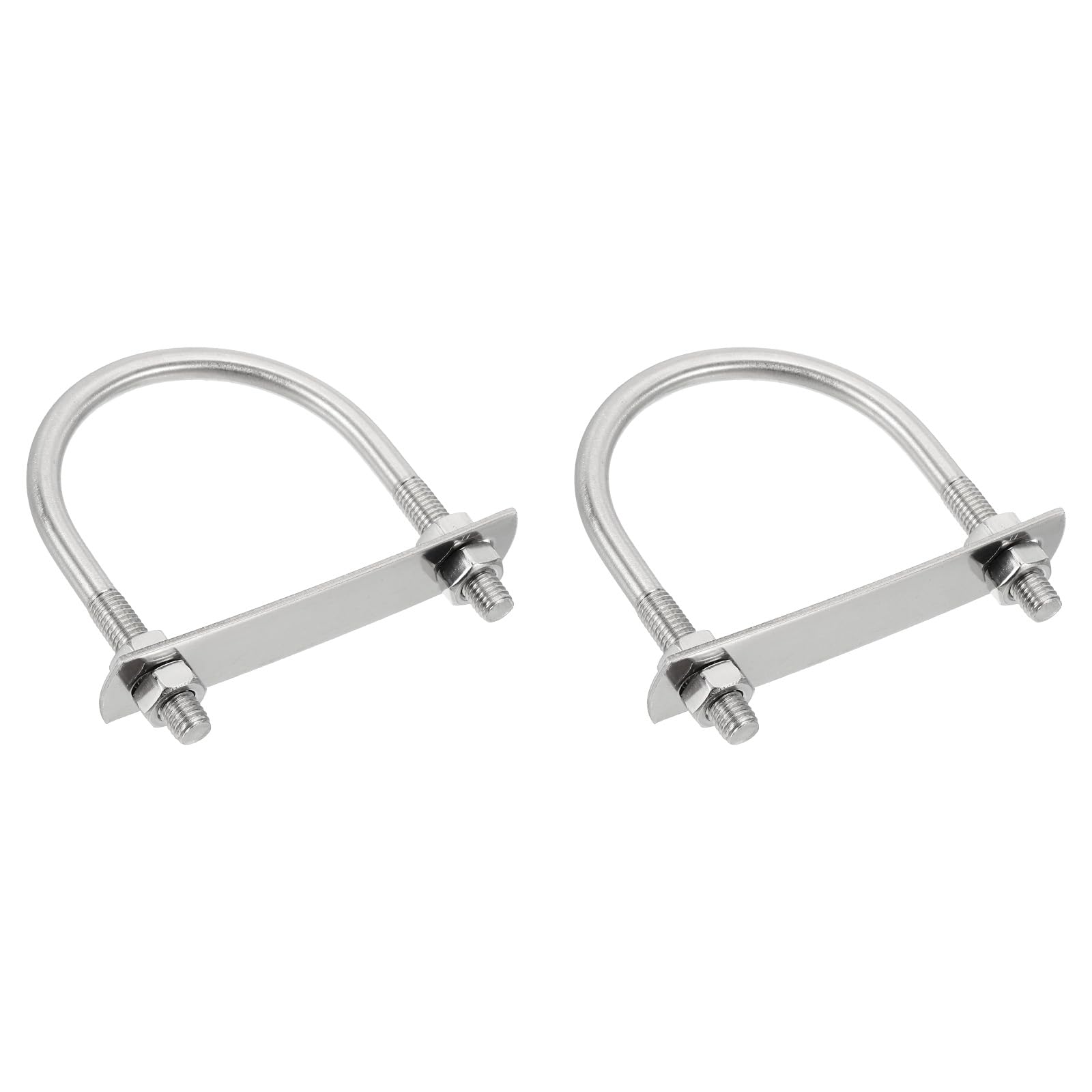 sourcing map M8 U-Bolts, 2 Sets 76mm(2.99") Inner Width 105mm Length 304 Stainless Steel Round Bend U Clamp with Nuts and Plates for Ski Boat, Fishing Boat