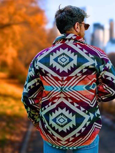 Mens Long Sleeve button Down Shirts - Sherpa Alpaca Shirt Jacket - Camisa Leñador Para Hombre - Lightweight Men's Jacket4