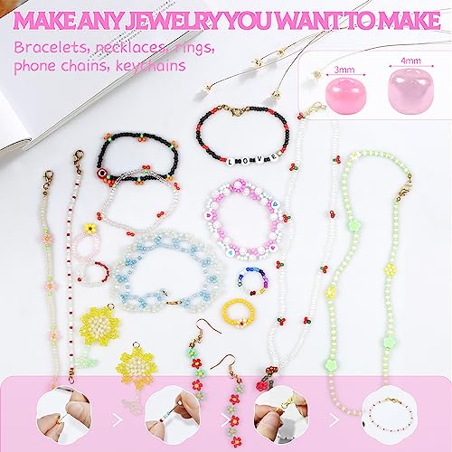 HYHJMISTY 12000PCS 4mm Glass Seed Beads for Bracelet Making Kit 96 Colors Pearl Beads for Jewelry Making for Bracelets Necklaces Earrings - Image 4