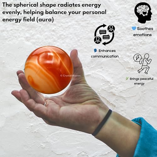 Image of Certified Red Onyx Crystal Ball for Meditation - Premium Crystal Vastu Items for Home and Feng Shui Items for Good Luck - Ideal for Pooja Supplies and Spiritual Practices (1.5 inch Inch)