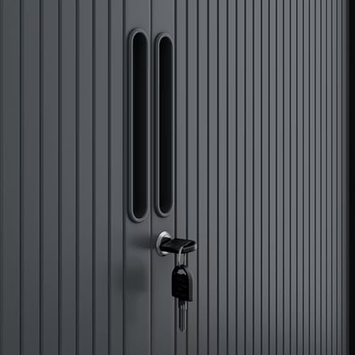 Jan Nowak Rollladenschrank Aktenschrank Büroschrank mit Rolltüren Metall Pulverbeschichtung 4 Einlegeböden 185 cm x 90 cm x 45 cm Anthrazit