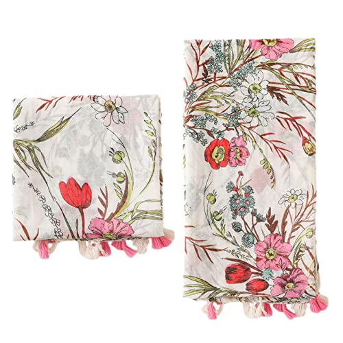 amokk Boho Floral Scarf for Women Lightweight Fashion Hijab Head Scarves with Tassels2