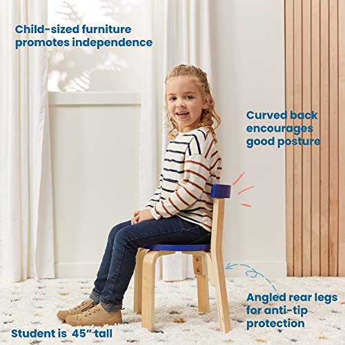 Ecr4Kids Bentwood Round Table And Curved Back Chair Set, Kids Furniture, Assorted, 5-Piece #TOP3