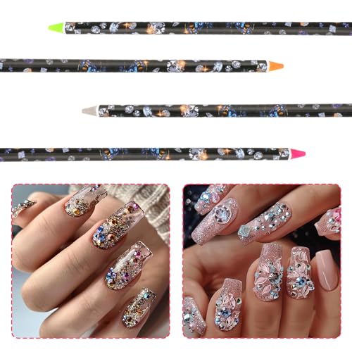 4 ferramentas de coleta de strass, aplicador de strass, adesivo, lápis de cera, ferramentas de arte