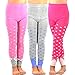 TeeHee Kids Girls Fashion Cotton Leggings(Footless Tights) 3 Pair Pack (6-8 Years, Dots & Bows)