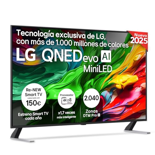 LG 55QNED85A6C - TV 55', 4K QNED EVO, Smart TV, WebOS 25, Procesador Potente e Inteligente, MiniLED AI, Super Upscaling, Dolby Vision y Dilgital Plus, Alexa/Google Assistant, Negro