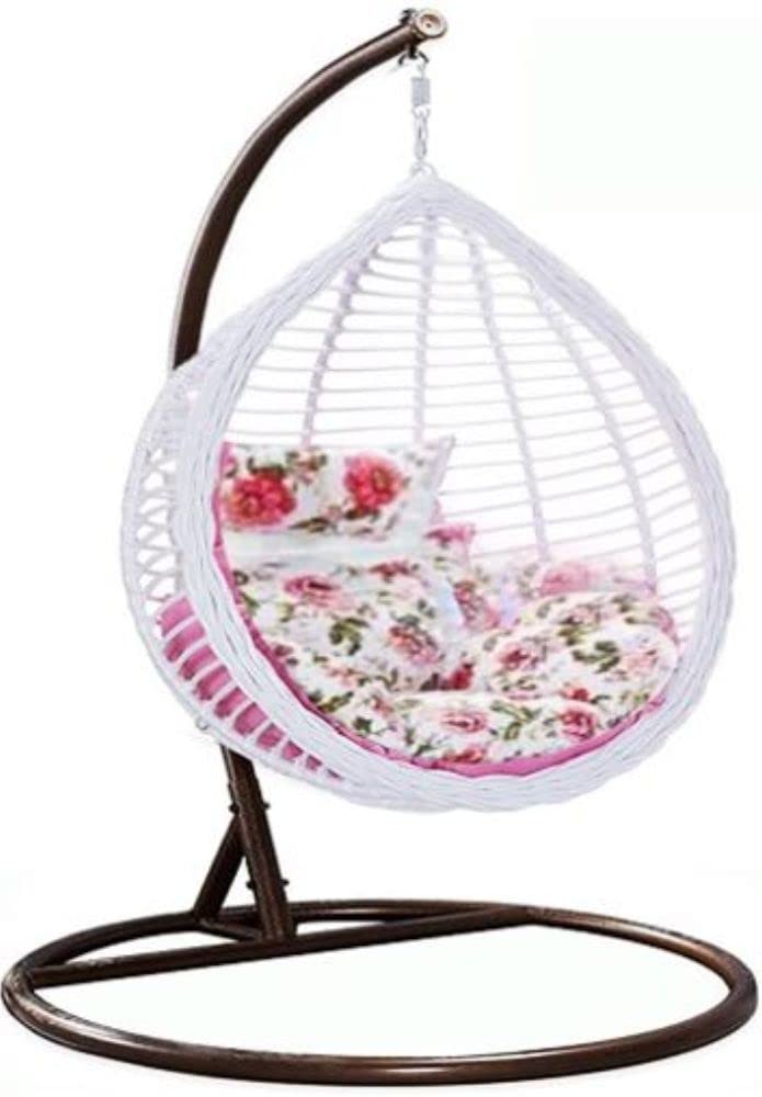 A AWF AL WADI FURNITURE SINCE 1991 Hanging Swing Chair With Cushion And Stand White 100x50x100cm