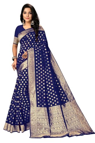 Mehrang Cotton Banarasi Silk Saree for Women With Unstitched Blou...