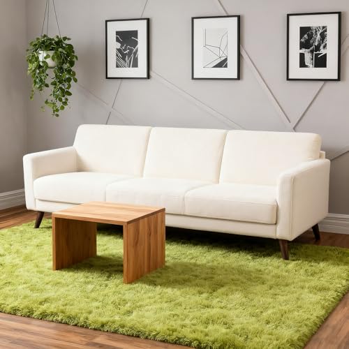 Tapis extérieur vert 230x230 cm à poils longs super doux et lavable en machine