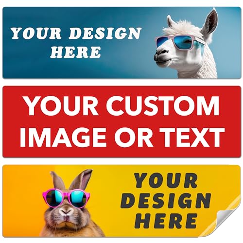 Custom Bumper Stickers for Cars - Personalized Bumper Stickers for Cars, Trucks and Other Vehicles - 3” x 10” (1-1000 Stickers) (Custom)