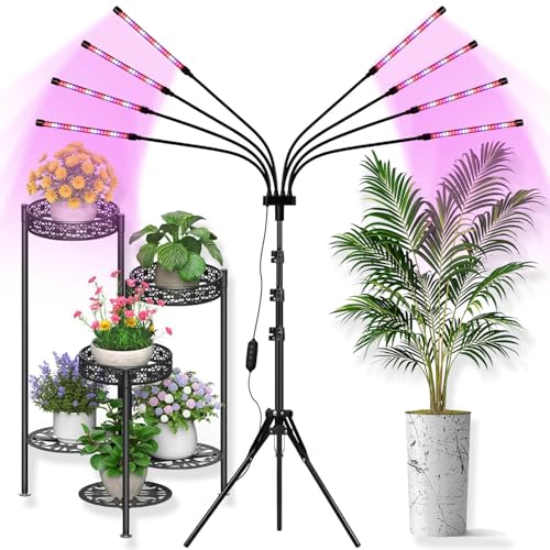 LED Grow Lights for Indoor Plants, [ 8 in1 ] Full Spectrum Grow Light with Tripod Stand, Auto On/Off Timing 4/8/12H, Plant Lights for Indoor Growing. (Mix Spectrum)