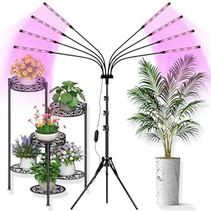 LED Grow Lights for Indoor Plants, [ 8 in1 ] Full Spectrum Grow Light with Tripod Stand, Auto On/Off Timing 4/8/12H, Plant Lights for Indoor Growing. (Mix Spectrum)