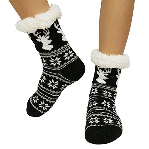 Image of MaxNova Women's Winter Warm Cozy Fuzzy Fleece Slipper Socks Christmas Gift