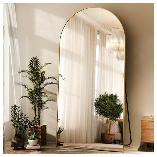 HARRITPURE 76"x34" Arched Full Length Mirror, Floor Mirrors with Aluminum Alloy Frame Free-Standing Wall Mounted Large Dressing Mirror for Living Room Bedroom Cloakroom