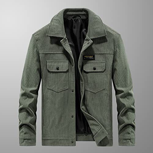 Men's Plus Cotton Warm Lapel Collar Casual Button Military Cargo Jacket Outwear Parka Winter Quilted Pockets Coat #TOP1